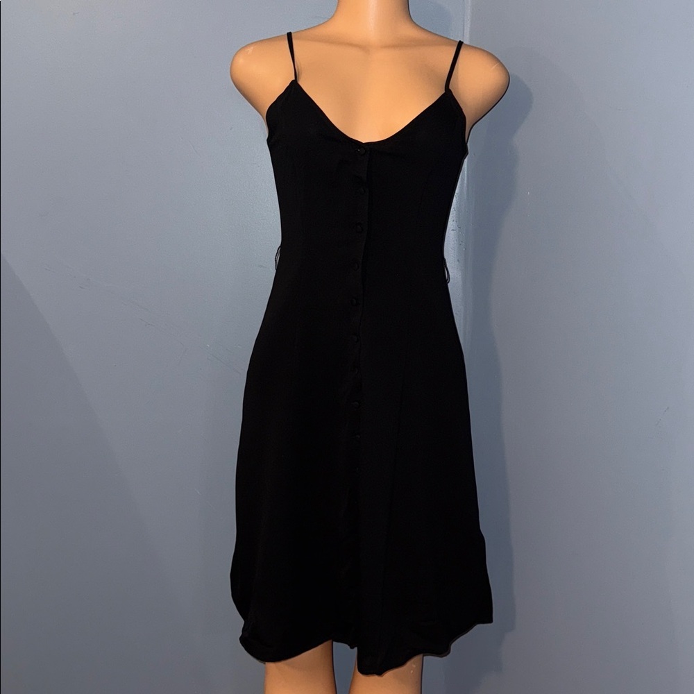 Forever 21 Black Button-Front Slip Midi Dress | Size Small